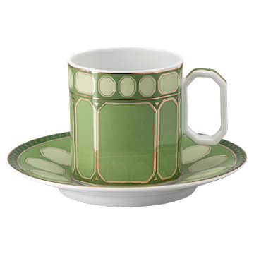 Signum coffee cup with saucer, Porcelain, Green - Swarovski, 5635503