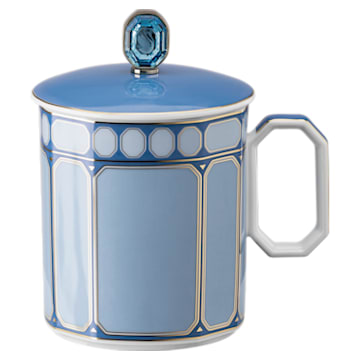 Signum mug with lid, Porcelain, Blue - Swarovski, 5635534