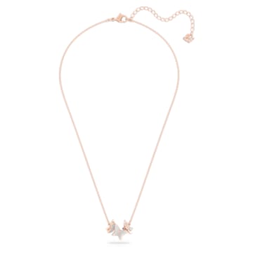 Lilia 项链, 蝴蝶, 白色, 镀玫瑰金色调 - Swarovski, 5636422