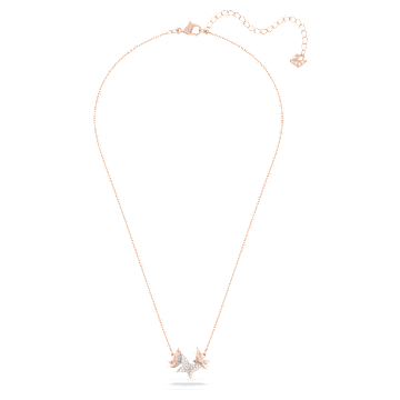 Lilia necklace, Butterfly, White, Rose gold-tone plated - Swarovski, 5636422