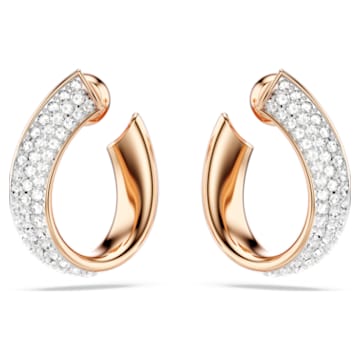 Exist hoop earrings, Small, White, Rose gold-tone plated - Swarovski, 5636448