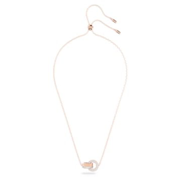 Hollow pendant, Interlocking loop, White, Rose gold-tone plated - Swarovski, 5636496