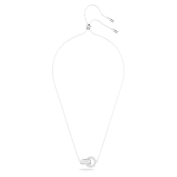 Hollow pendant, Interlocking loop, White, Rhodium plated - Swarovski, 5636497