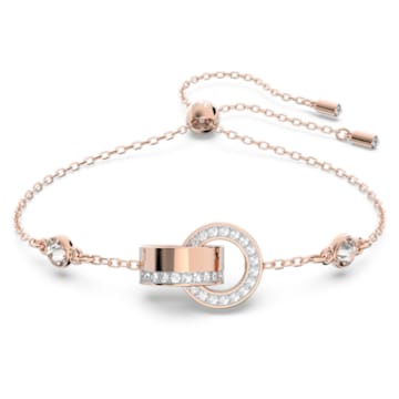 Hollow bracelet, Interlocking loop, White, Rose gold-tone plated - Swarovski, 5636498