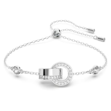 Hollow bracelet, Interlocking loop, White, Rhodium plated - Swarovski, 5636499