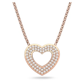 Admiration pendant, Heart, White, Rose gold-tone plated - Swarovski, 5636506