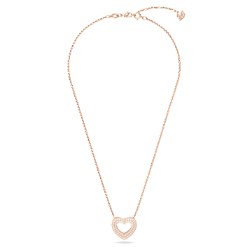 Admiration pendant, Heart, White, Rose gold-tone plated - Swarovski, 5636506