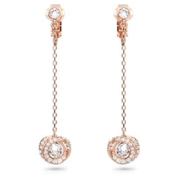 Generation clip earrings, Long, White, Rose gold-tone plated - Swarovski, 5636508