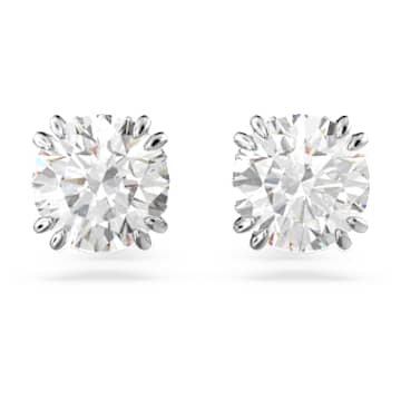 Constella 耳钉, 圆形切割, 白色, 镀铑 - Swarovski, 5636712