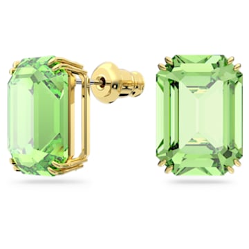 Millenia stud earrings, Octagon cut, Green, Gold-tone plated - Swarovski, 5638489