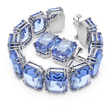 Millenia bracelet, Oversized crystals, Octagon cut, Blue, Rhodium plated - Swarovski, 5638491