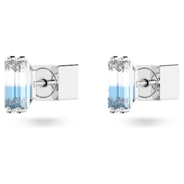 Stilla 耳钉, 长方形切割, 蓝色, 镀铑 - Swarovski, 5639132