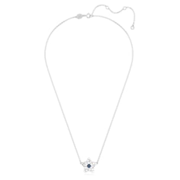 Stella pendant, Mixed cuts, Star, Blue, Rhodium plated - Swarovski, 5639186