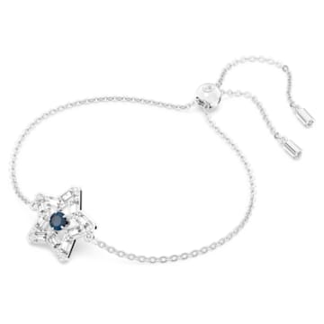 Stella bracelet, Mixed cuts, Star, Blue, Rhodium plated - Swarovski, 5639187