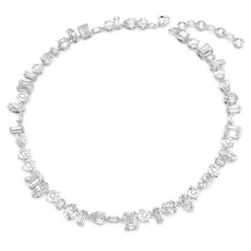 Gema necklace, Mixed cuts, White, Rhodium plated - Swarovski, 5639327