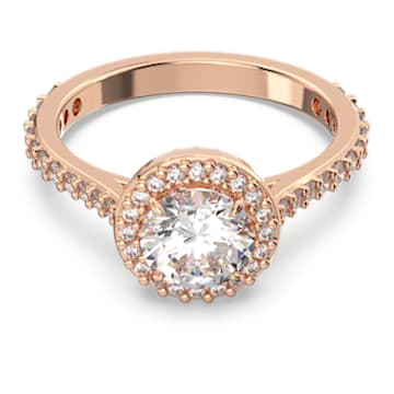 Constella 个性戒指, 圆形切割, 密镶, 白色, 镀玫瑰金色调 - Swarovski, 5639404
