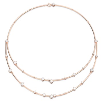 Constella layered necklace, Round cut, White, Rose gold-tone plated - Swarovski, 5640283