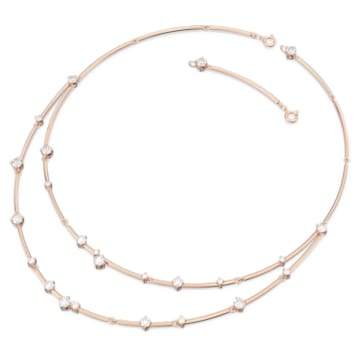 Constella layered necklace, Round cut, White, Rose gold-tone plated - Swarovski, 5640283