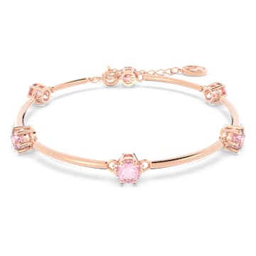 Constella 手镯, 圆形切割, 粉红色, 镀玫瑰金色调 - Swarovski, 5640285