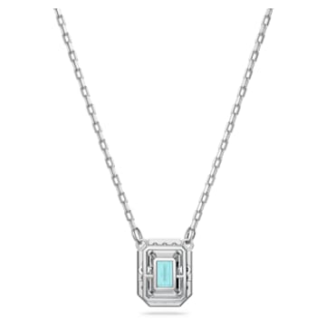 Millenia necklace, Octagon cut, Green, Rhodium plated - Swarovski, 5640289