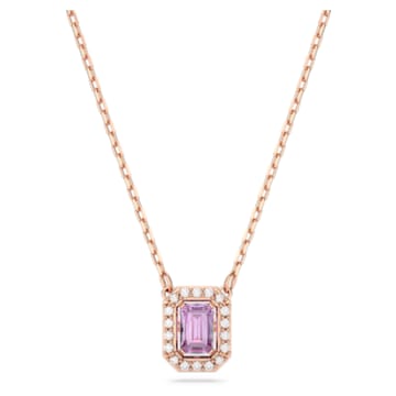 Millenia necklace, Octagon cut, Purple, Rose gold-tone plated - Swarovski, 5640291