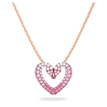 Una pendant, Heart, Small, Pink, Rose gold-tone plated - Swarovski, 5640301