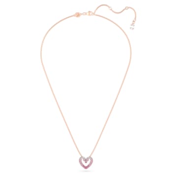 Una pendant, Pavé, Heart, Small, Pink, Rose gold-tone plated - Swarovski, 5640301