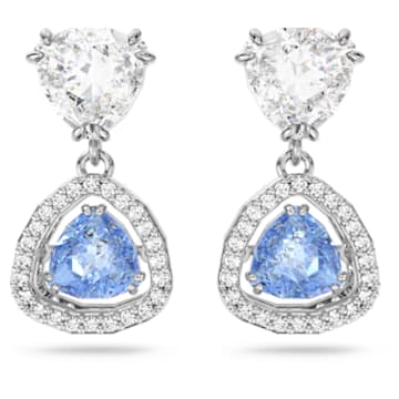 Millenia drop earrings, Trilliant cut, Blue, Rhodium plated - Swarovski, 5641234