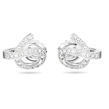 Fluenta clip earrings, Reignited crystals, White, Rhodium plated - Swarovski, 5641374