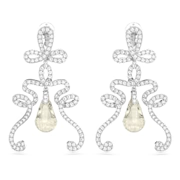 Fluenta clip earrings, Reignited crystals, White, Rhodium plated - Swarovski, 5641381