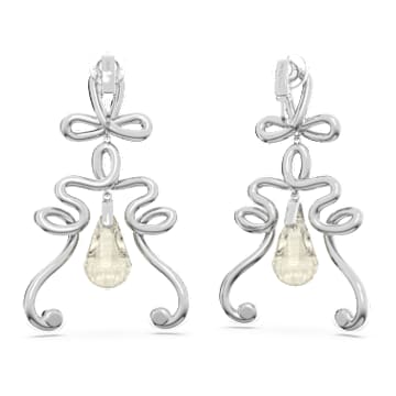 Fluenta clip earrings, Reignited crystals, White, Rhodium plated - Swarovski, 5641381