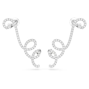 Fluenta 水滴形耳环, 水晶重燃, 白色, 镀铑 - Swarovski, 5641382