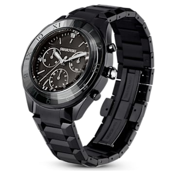 39mm watch, Swiss Made, Metal bracelet, Black, Black finish - Swarovski, 5641393