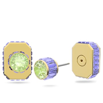 Orbita stud earrings, Octagon cut, Multicolored, Gold-tone plated - Swarovski, 5641406