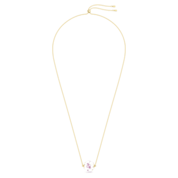Curiosa 项链, 悬浮圆形尖背水钻, 粉红色, 镀金色调 - Swarovski, 5641732