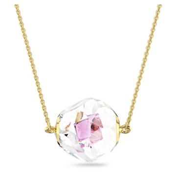 Curiosa necklace, Floating chaton, Pink, Gold-tone plated - Swarovski, 5641732