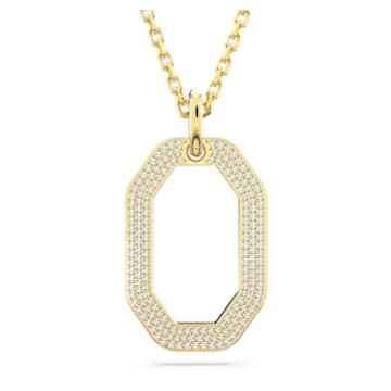 Dextera pendant, Octagon shape, Medium, White, Gold-tone plated - Swarovski, 5642387