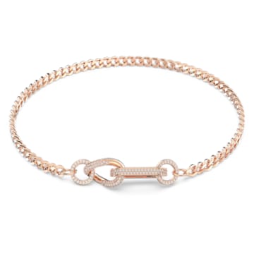 Dextera necklace, Pavé, Mixed links, White, Rose gold-tone plated - Swarovski, 5642687