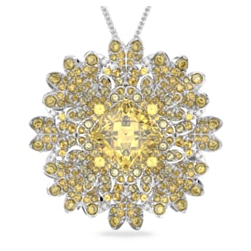 Eternal Flower pendant and brooch, Flower, Yellow, Mixed metal finish - Swarovski, 5642857