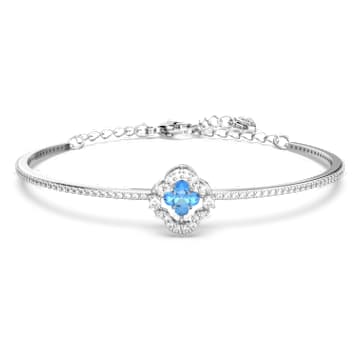 Swarovski Sparkling Dance bangle, Clover, Blue, Rhodium plated - Swarovski, 5642922