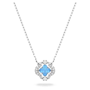 Swarovski Sparkling Dance necklace, Clover, Blue, Rhodium plated - Swarovski, 5642927