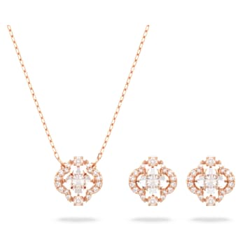 Swarovski Sparkling Dance 套装, 混合切割, 幸运草, 白色, 镀玫瑰金色调 - Swarovski, 5642930