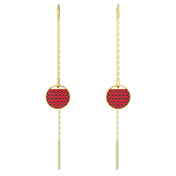 Ginger drop earrings, Pavé, Long, Red, Gold-tone plated - Swarovski, 5642945