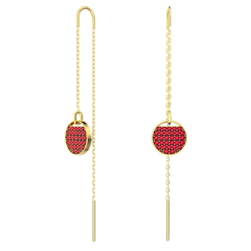 Ginger drop earrings, Long, Red, Gold-tone plated - Swarovski, 5642945