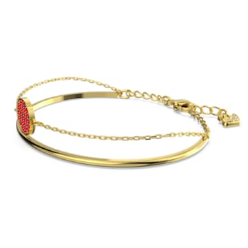 Ginger bangle, Pavé, Red, Gold-tone plated - Swarovski, 5642948