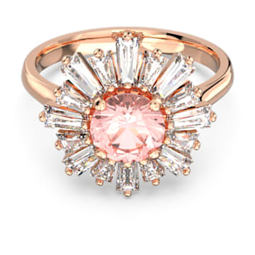 Sunshine ring, Mixed cuts, Sun, Pink, Rose gold-tone plated - Swarovski, 5642958