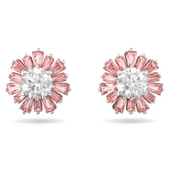Sunshine 耳钉, 混合切割, 太阳, 粉红色, 镀铑 - Swarovski, 5642962