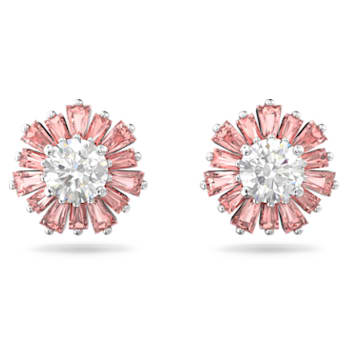 Sunshine stud earrings, Sun, Pink, Rhodium plated - Swarovski, 5642962