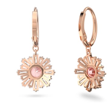 Sunshine drop earrings, Mixed cuts, Sun, Pink, Rose gold-tone plated - Swarovski, 5642965
