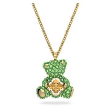 Teddy pendant, Bear, Green, Gold-tone plated - Swarovski, 5642975